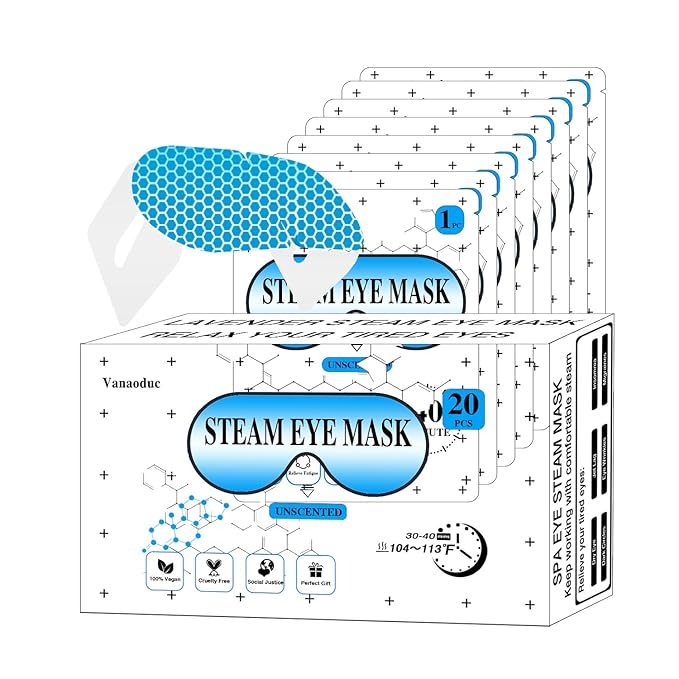 Steam Eye Masks for Dry Eyes, Heated Eye Mask Reduce Puffiness & Dark Circles, Hydrate & Soothe Tired Eyes, Travel Essentials, Business Trip, Party Favors, Unscented 20 Packs