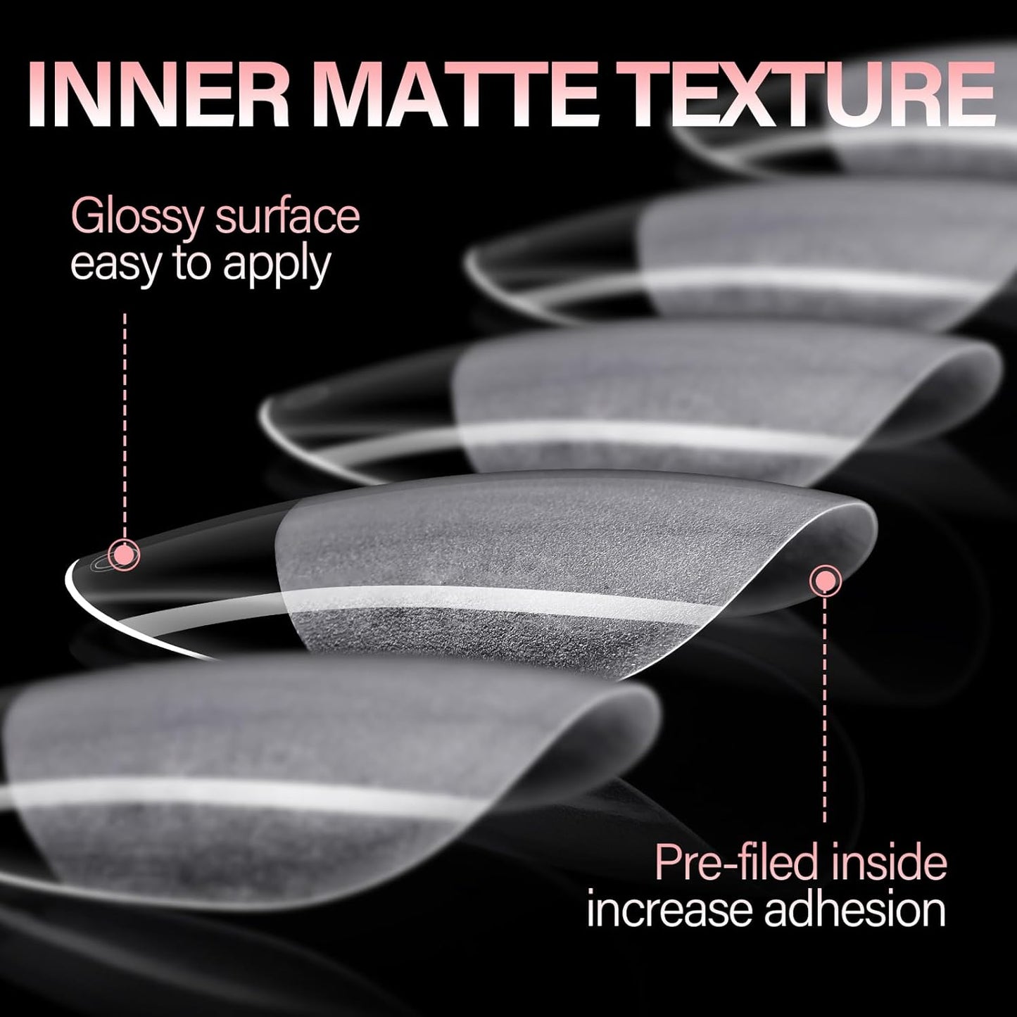 AILLSA Short Oval Nail Tips Full Cover Clear Gelly Nails Tip Half Matte Acrylic Tips Pre-Filed Fake Press on Nail Tips for Extension Home DIY Salon Manicure 216PCS 12 Sizes