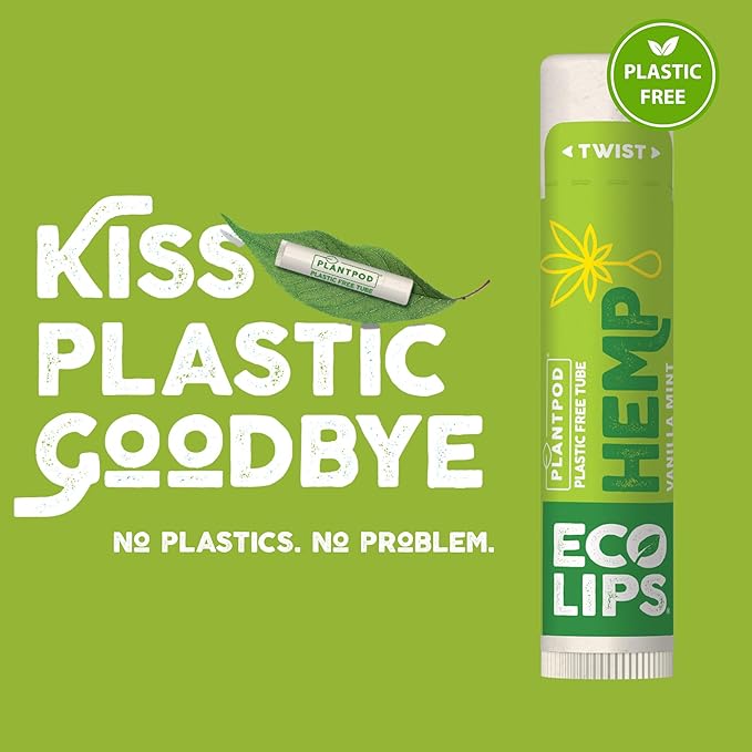 Eco Lips Organic Hemp Lip Balm with Beeswax, Coconut Oil, Vitamin E. Best Lip Balm to Soothe & Moisturize Dry, Chapped Lips (Vanilla Mint, 6-Pack)