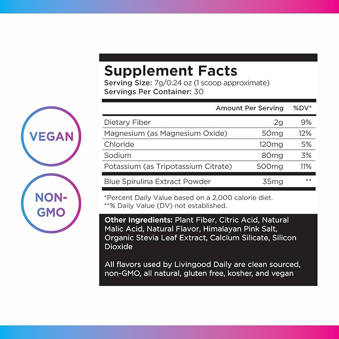 Livingood Daily Electrolytes Powder, Electrolytes Hydration Drink Mix with Vitamin C, Magnesium, Taurine & Sea Salt, Electrolyte Supplement for Energy & Hydration, Keto, Berry Frost Flavor, 30 Srvgs