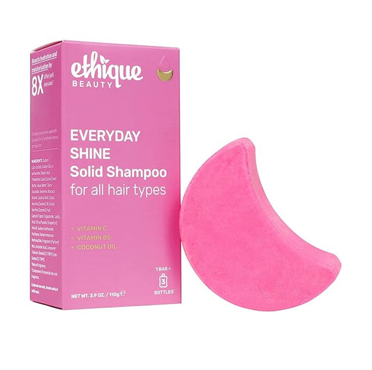 Ethique Everyday Shampoo Bar for soft, shiny hair with Vitamin C - Plastic-Free, Cruelty-Free, Vegan, 3.88 oz - Formerly Pinkalicious