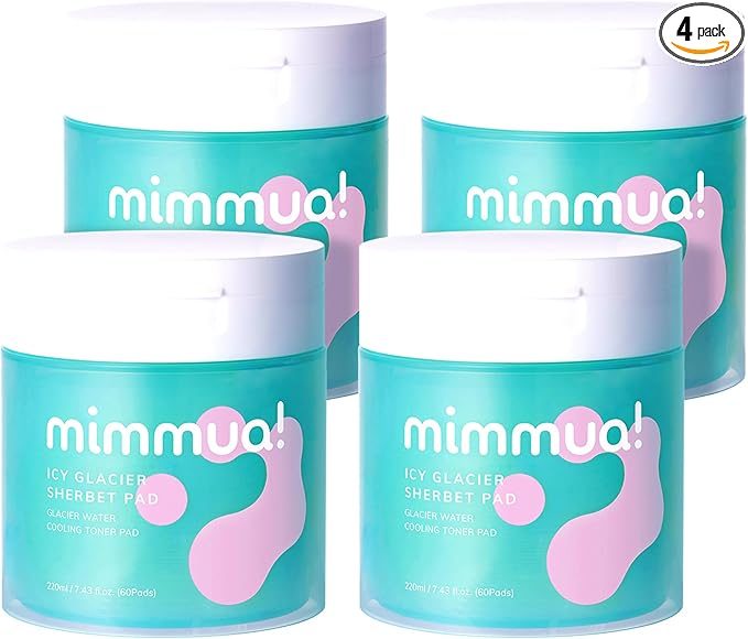 Ice Sorbet Toner Pads | Skin Prep Wipes for Puffiness, Under Eye Bags & Instant Face Lift | Gel Pads for Sunburn Relief & After Sun with 30% Glacier Water & Caffeine | Pack of 4 (240 Count)