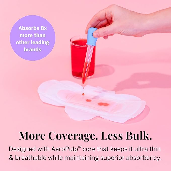 Pixie Organic Cotton Pads for Women - Ultra Thin with Wings, Leak-Proof & Moisture-Wicking for Feminine Care - Compostable, Unscented Menstrual Pads - Regular Absorbency - FSA Eligible - 48 Count