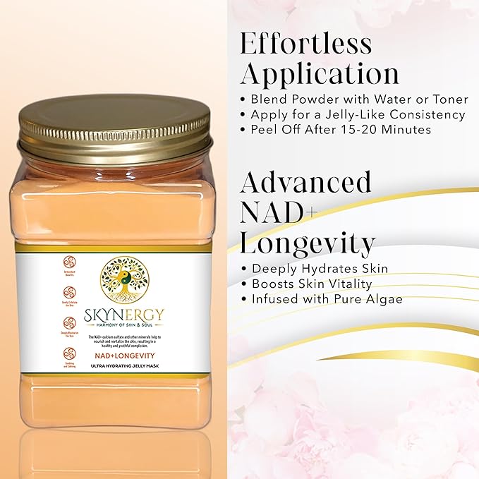 NAD+Longevity Jelly Face Mask | HydroGlo Jelly Mask for Skin Hydration | Radiance and Reduced Pigmentation | Vajafacial Jelly Mask | 12 Applications (30 Fl Oz)