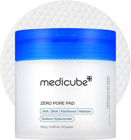 Medicube Zero Pore Pads 2.0, Dual-Textured Facial Toner Pads for Exfoliation and Pore Care with 4.5% AHA Lactic Acid & 0.45% BHA Salicylic Acid, Ideal for All Skin Types, Korean Skin Care (70 units)