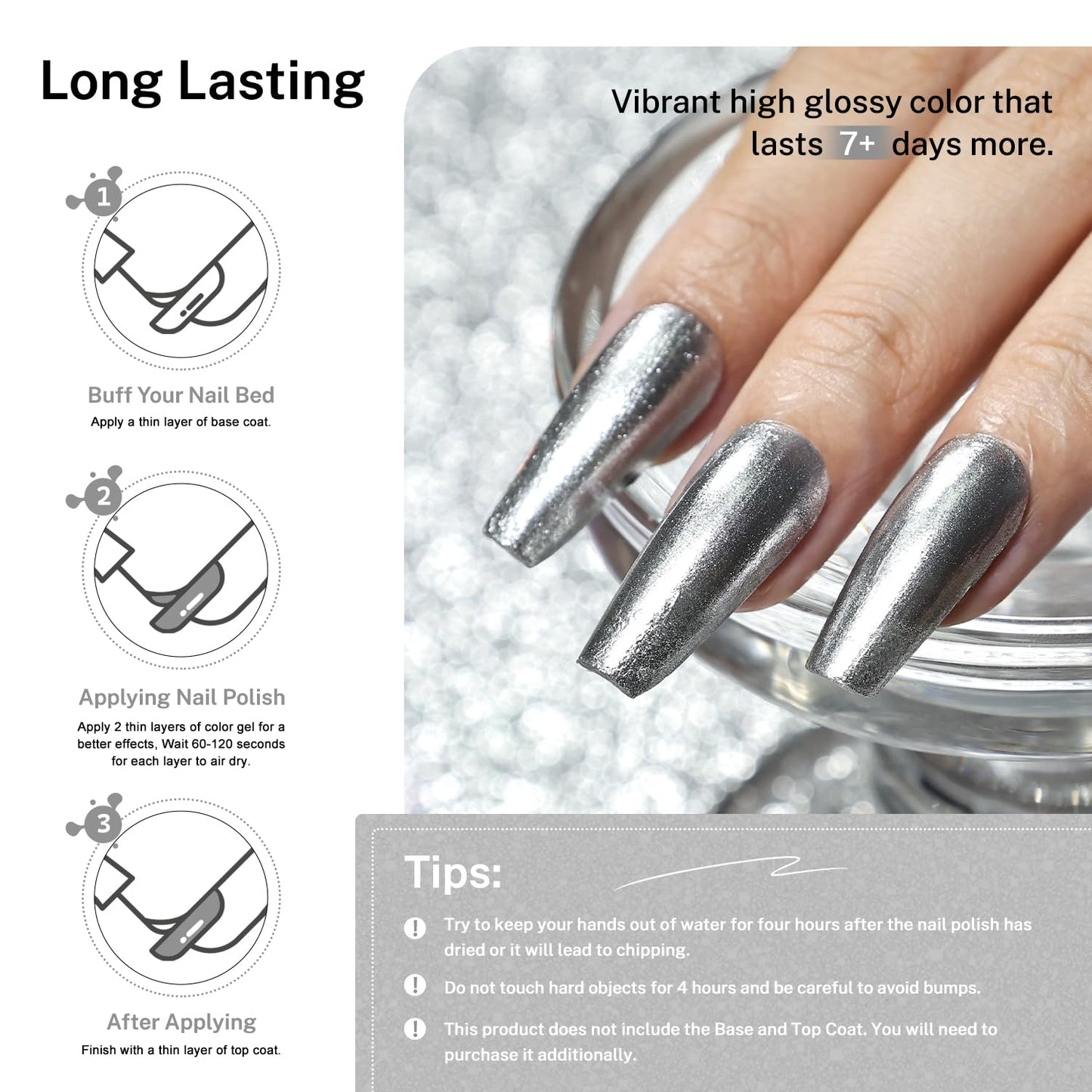 16.5ml Glitter Silver Nail Polish Large Volume Quick Dry Nail Polish, Long Lasting Shine, Fingernail Toenail Nail Art DIY Home Travel Nail Art Gift