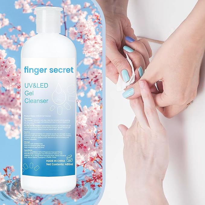 Gel Nail Cleanser,finger secret Gel Cleanser 480ML,UV LED Gel Cleanser,Nail Surface Cleanser,Nail Cleaning Solution for UV Gel Nail Polish Lacquer Nails Care
