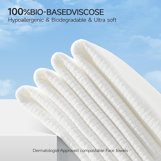 ECOLOOK Disposable Face Towel XL-10"x12" Upgraded Thick Facial Towels, Ultra Soft Clean Face Towels Disposable, 60 Count & 90 GSM, Ideal for Sensitive Skin-2 PACK
