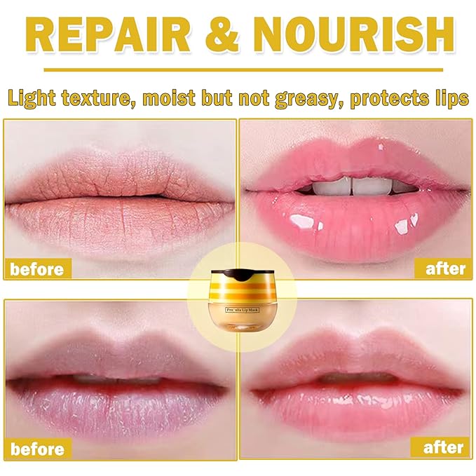 2PCS Bee Lip Balm Honey Pot Honey Lip Balm Sleeping Lip Mask Silky Hydrating Bee Lip Balm Lip Mask Overnight Lip Care Products