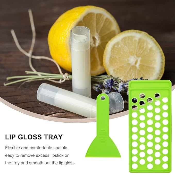 Beaupretty Lip Balm Filling Tray and Spatula Set Lip Balm Crafting Kit Instantly Fills 50 Standard 15mm width Tubes Lip Balm Containers