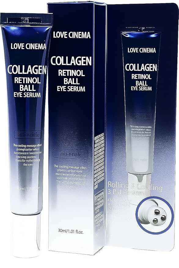 LOVE CINEMA Collagen Retinol Eye Serum – Korean Skincare for Dark Circles, Puffiness & Wrinkles, Anti-Aging Under Eye Treatment, 30ml / 1.01 fl.oz. [Made in Korea]