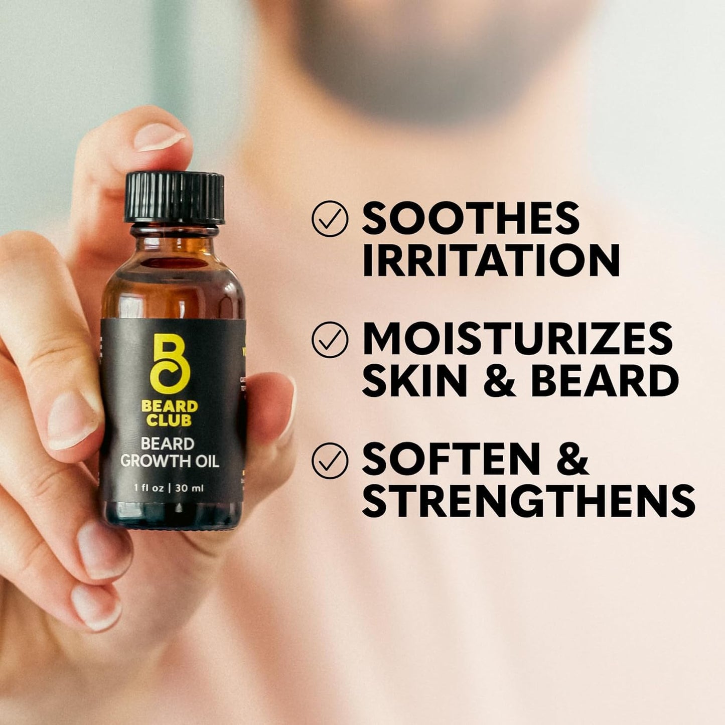 Beard Club Derma Roller & Beard Growth Oil - Microneedling Roller with 540 Titanium Coated Microneedles & Cedar, Sandalwood Beard Oil