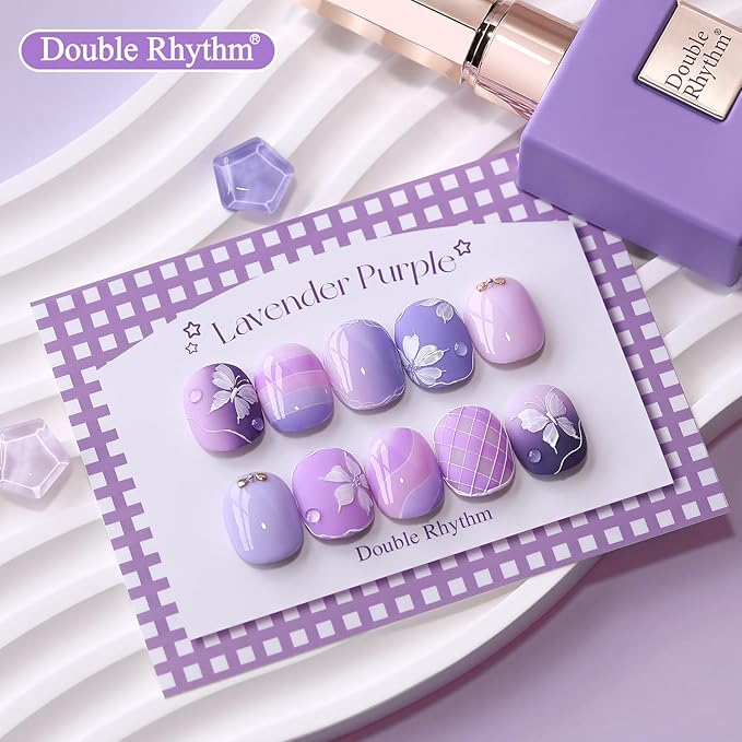 Double Rhythm 6 Pcs 15 ML Gel Polish Set Same Color Same Bottle Soak Off Gel Polish Kit Nail Art Manicure Salon DIY at Home for Women (Light Dark Purple Violet Rose Pink-T6-16)