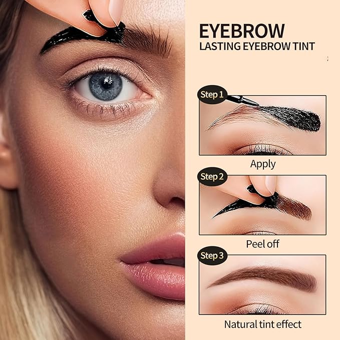 Tattoo Eyebrow Gel Easy Peel Off, Peel Off Eyebrow Tint, Easy Peel off Eyebrow Gel, Peel Off Eyebrow Tint, Waterproof & Sweatproof for All Skin Types (#2 Medium Brown)