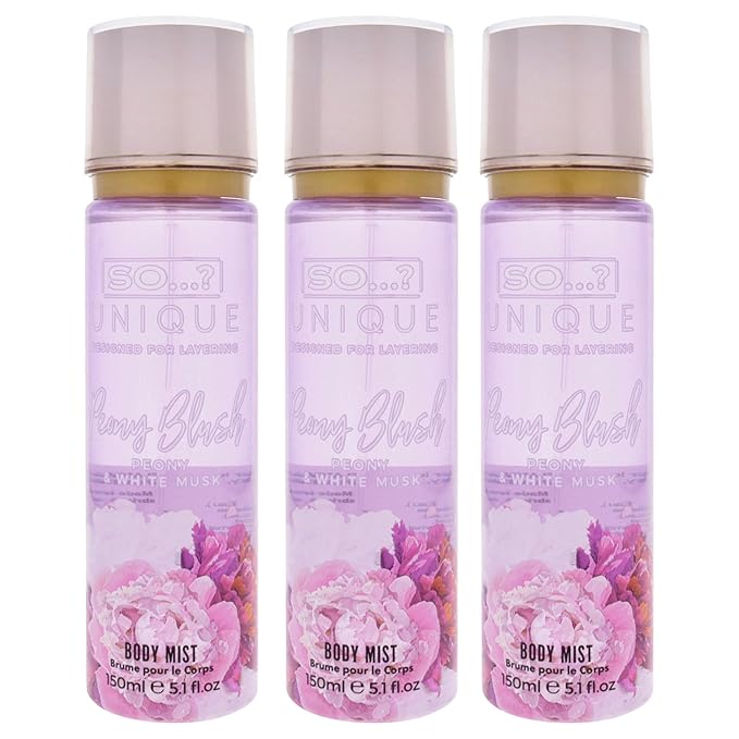 So...? Unique Body Mist - Peony Blush for Women - 5.1 oz Body Mist - Pack of 3