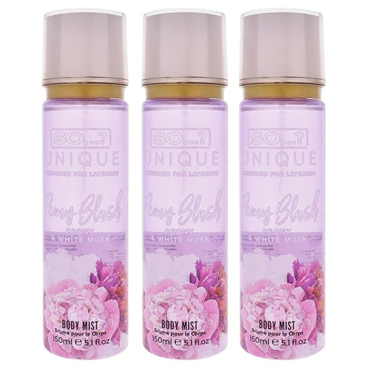 So...? Unique Body Mist - Peony Blush for Women - 5.1 oz Body Mist - Pack of 3