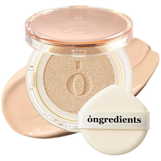 Skin Barrier Glow Cover Cushion, All-day Coverage, Glow Finish, Lightweight, Skincare-Like Texture, Non-cakey Makeup, Korean Cushion Foundation (#21N Sun Glitter, 0.49 oz)