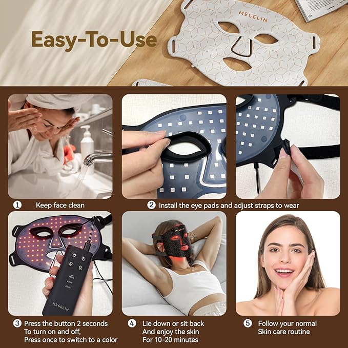 7 Colors Led Light Therapy Facial Mask, Face Light Therapy Mask for Face, Reduce Wrinkles Smooth Skin, Infrared Light Skin Rejuvenation