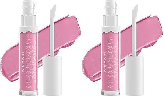Liquid Lipstick By Wet n Wild Cloud Pout Marshmallow, Pink Cotton Candy Skies | Matte Lip Cream Mousse | Argan Oil | Vitamin E (Pack of 2)