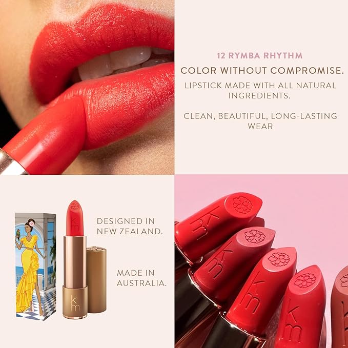 Karen Murrell - Natural Lip Stick - Lipstick 12 Rymba Rythm - Red Lipstick - Matte Finish, 100% Natural Ingredients, Moisturizes & Hydrates Lips - Paraben & Cruelty Free