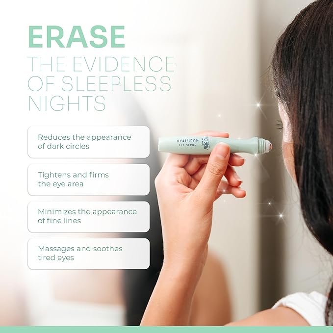 Victoria Beauty Hyaluronic Eye Roll-On Cooling, Eye Serum Against Wrinkles and Dark Circles