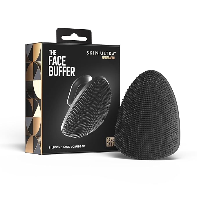 MANSCAPED® The Face Buffer - Men's Silicone Face Scrubber for Nourishing, Deep Cleaning & Exfoliating Your Skin, No-Slip Suction Cup Handle, Gentle Face Massage, 1-Pack