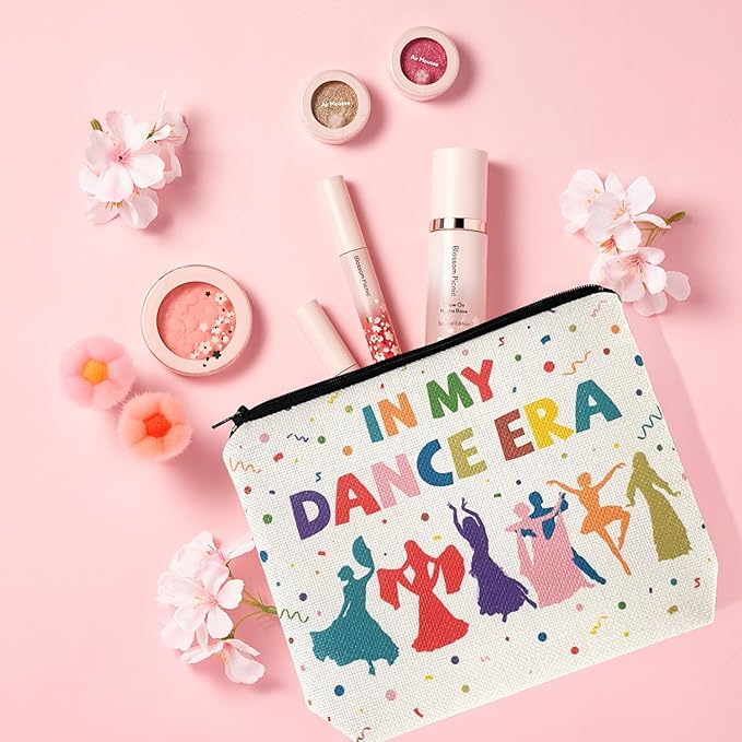 My Dance Era Canvas Zipper Cosmetic Bag, Small Makeup Bag for Women, Friends, Daughter, Sister for Dancers, Dancer Birthday Gifts for Girls (White)