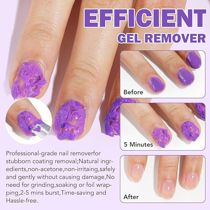 Gel Nail Polish Remover, Gel Polish Remover for Nails Kit with Cuticle Pusher & Scraper, Don't Hurt Your Nails, Easily & Quickly Remove Nail Polish in 3-5 Minutes (15ML)