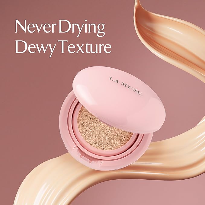 LA MUSE Glow Cushion Foundation No.22 Neutral Beige | Refill Only(13g / 0.46 Ounce) with Water Drop Shape Puff | Easy Application | Perfectly, Seamlessly Covers Difficult Areas Like Nose, Around Eyes