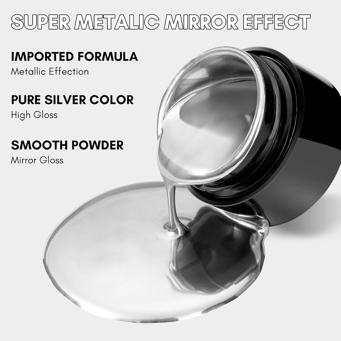 Makartt Nail Rhinestone Glue with Chrome Gel Kit, Super Strong Glue with Silver Metallic Painting Gel Polish Set for 3D Nails Art Decoration Manicure(30ML+8ML)