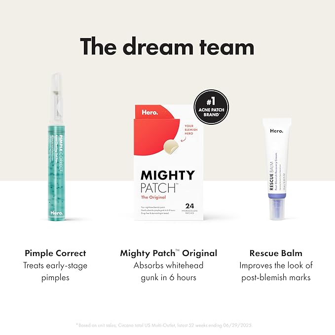 HERO COSMETICS Rescue Balm Original-New Formula The Post-Blemish Cream to Boost Hydration and Improve the Look of Post-Blemish Marks. Derm-Tested. New Formula. Won’t Clog Pores. 15mL