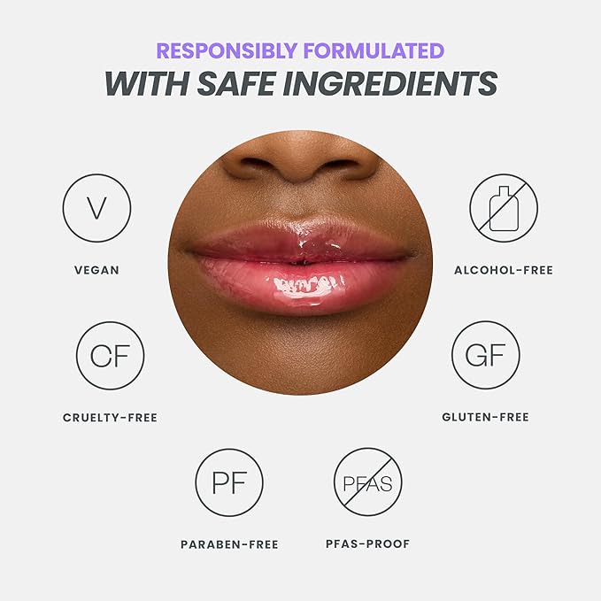 Wonderskin Lip Oil Rehab Serum - Tinted Lip Oil for Women, Hydrating, Moisturizing, and Non-Sticky Red Tint Serum for Dry Lips (Amour)