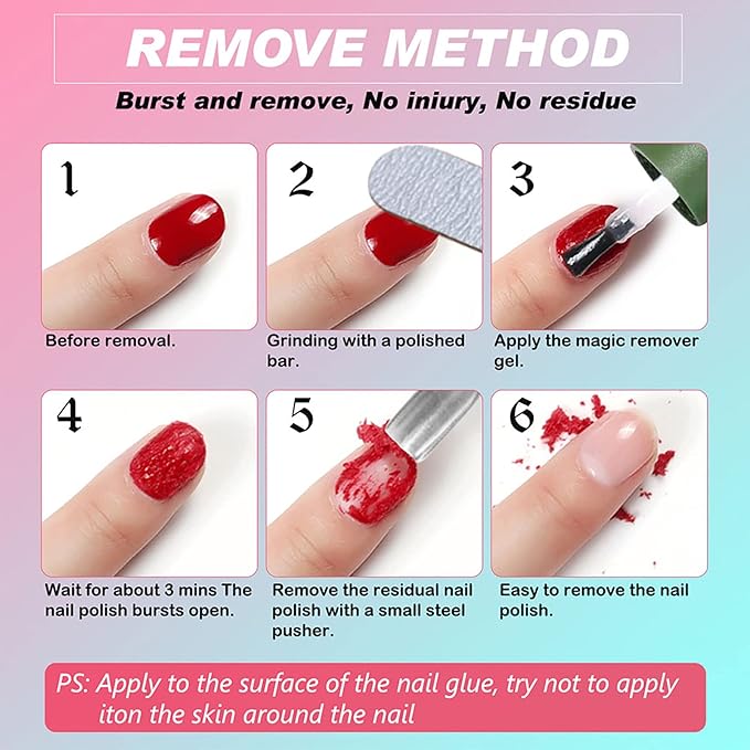 Gel Nail Polish Remover - 3 Pack, 15ml Magic Gel Polish Remover, Quickly Soak Off Nails, No Need For Foil, Soaking Or Wrapping (Green)