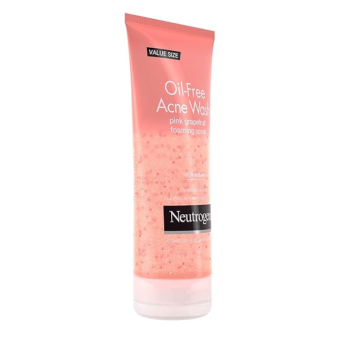 Neutrogena Oil Free Pink Grapefruit Acne Face Wash with Vitamin C, 2% Salicylic Acid Acne Treatment, Gentle Foaming Vitamin C Facial Scrub to Treat & Prevent Breakouts, 6.7 fl. oz