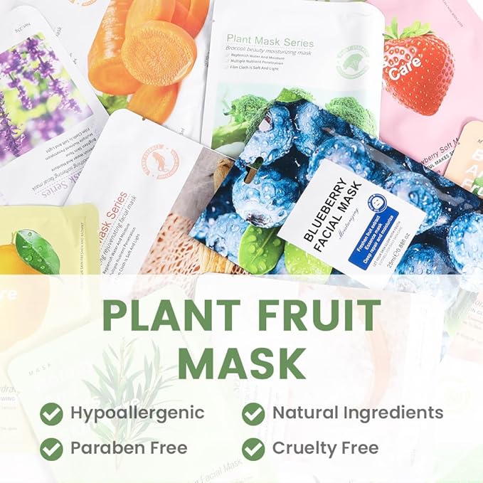 Kaely 12 Pack Variety Face Masks for Kids, Kids Face Mask Spa Day Kit Supplies, Spa Party Favors for Teens Girls Women, Sheet Facial Mask Skincare Gifts Set, Hydrating Nourish for All Skin Types, 03