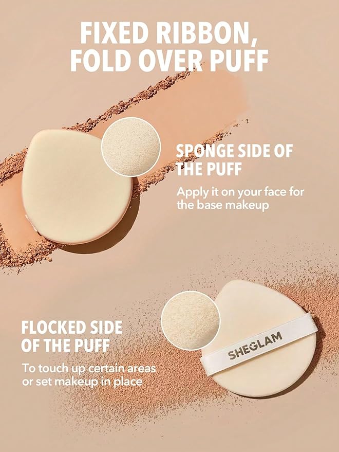 SHEGLAM SKin-Focus Full Coverage Powder Foundation Oil-Control Lightweight Face Pressed Powder Makeup-Peach
