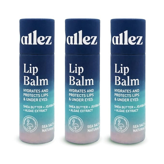 Vegan Lip & Eye Balm, Plant-Based Formula with Shea Butter, Jojoba Oil & Algae Extract for Skin Hydration & Protection, Sea Salt + Kelp Scent, 3-Pack