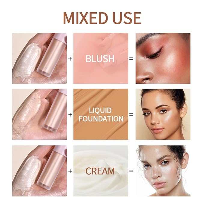 Liquid Highlighter Natural Glow For Face & Body, Waterproof Moisturizing Light Liquid Luminizer For Long Lasting Shimmer, Contour Highlighter Stick Easy to Apply with Cushion Applicator