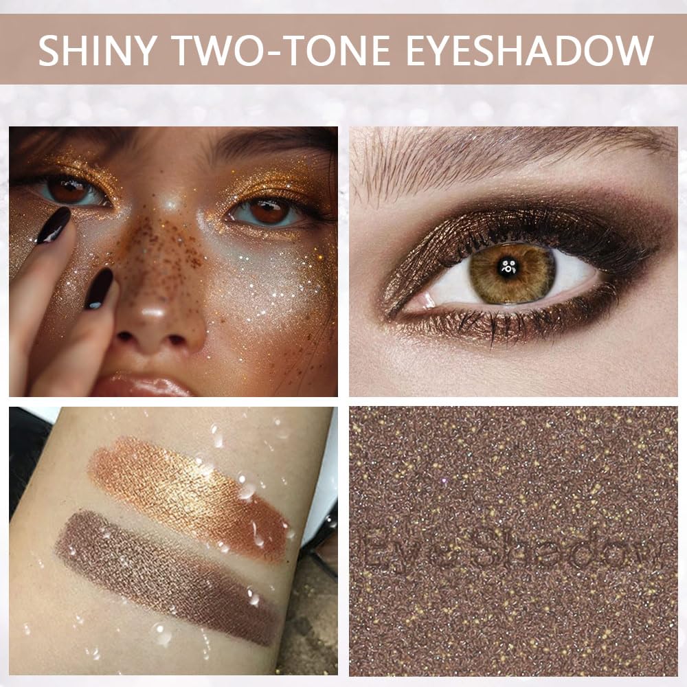 Double color eye shadow, Eyeshadows Creamy, high pigment eye makeup palette, matte shimmer metal eye shadow powder, Blendable, Ultra-Pigmented, Easy to Apply, Matte & Shimmer, (03)