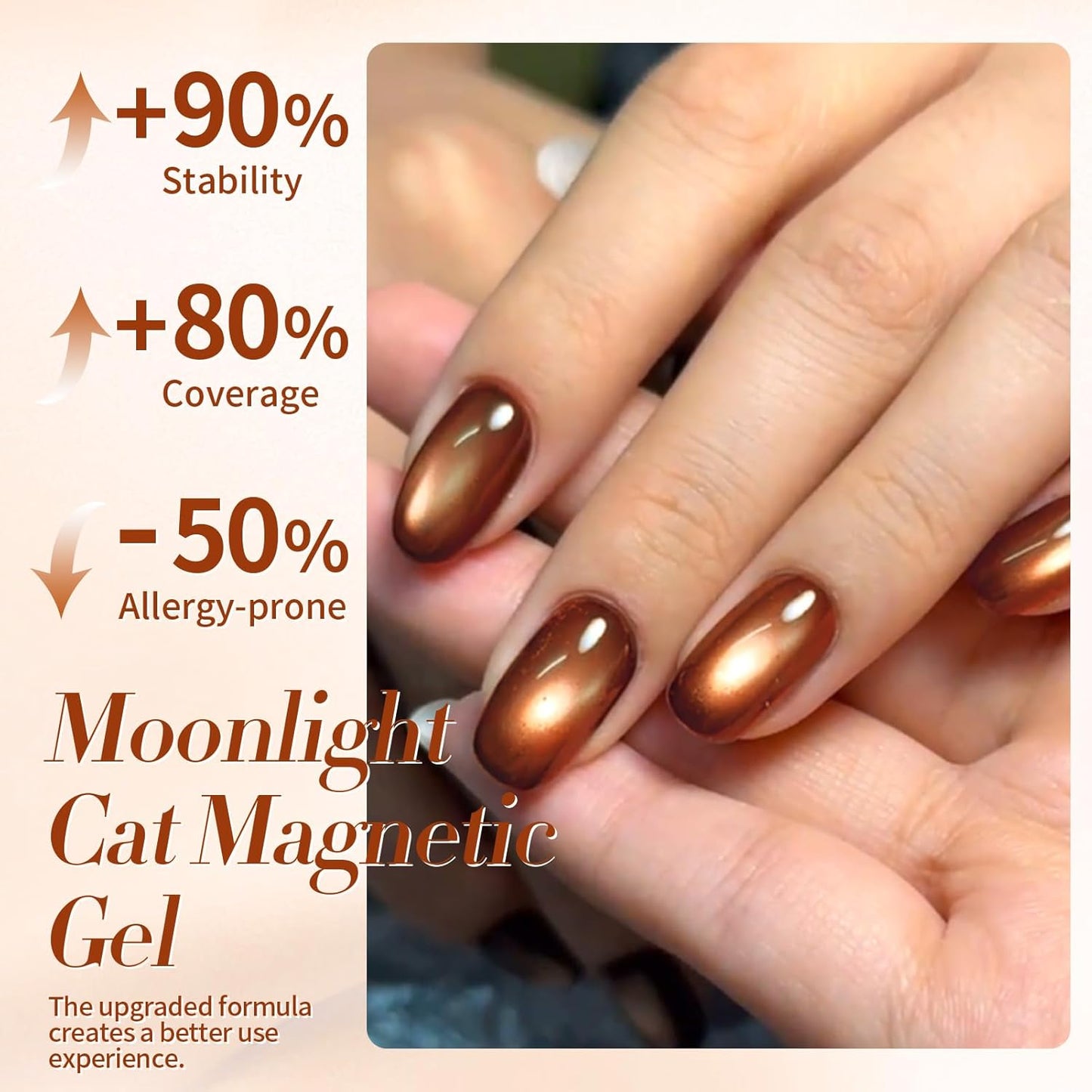 Born Pretty Cat Magnetic Eye Gel Nail Polish, Brown Moonlight Cat Magnetic Gel, Fall Winter Glitter Magnetic Soak Off U v Nail Gel Diy Art for Girls Women 15ML