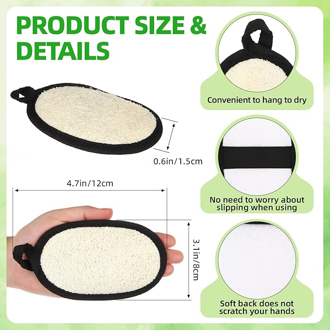 Boao 24 Pcs Loofah Pack Loofah Pads Bulk for Facial Exfoliating Body Bath Shower Mini Sponge Pads Natural Scrubber Brush for Men Women Spa and Travel(Black)