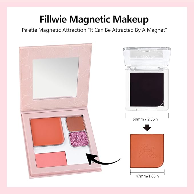 Blush Palette Duo – Cream & Powder Blush Set in Orange Brown, Long-Wearing & Moisturizing, Easy to Blend, Radiant Coverage for Cheeks, Eyes & Lips, Magnetic Palette Compatible (2Pack,Pumpkin Spice)