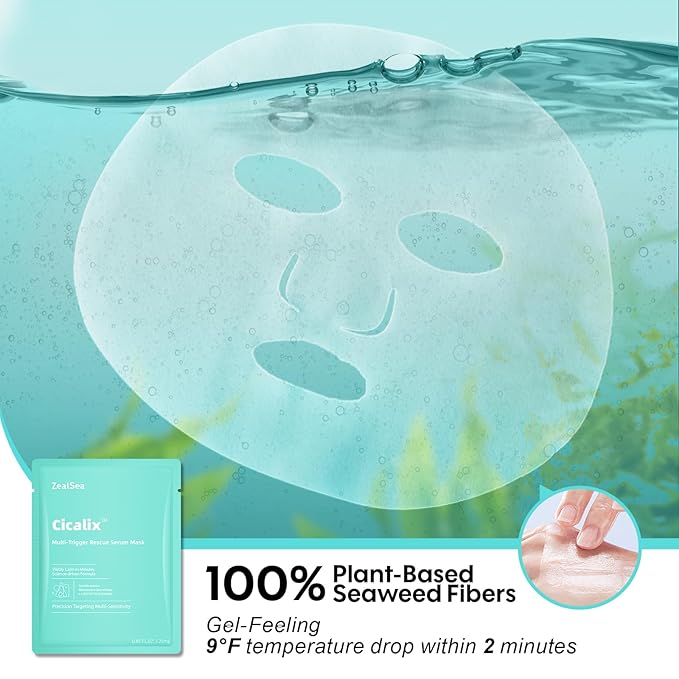 ZealSea Cicalix & Ceramidbar Face Masks Skincare, All-in-one Proven Derm Solution Facial Mask for Visibly Soft | Plump | Quenching | Anti-aging, Soothing & Refreshing, Strengthen & Restore, 4+4 Duo