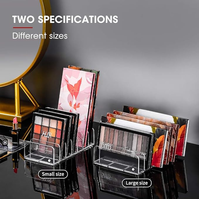 Eyeshadow Makeup Palette Cosmetic Organizer - Waterproof Eyeshadow Organizer for Eye Makeup Palette,Bathroom Countertop,7 Sections (2PCS-Small&Large)