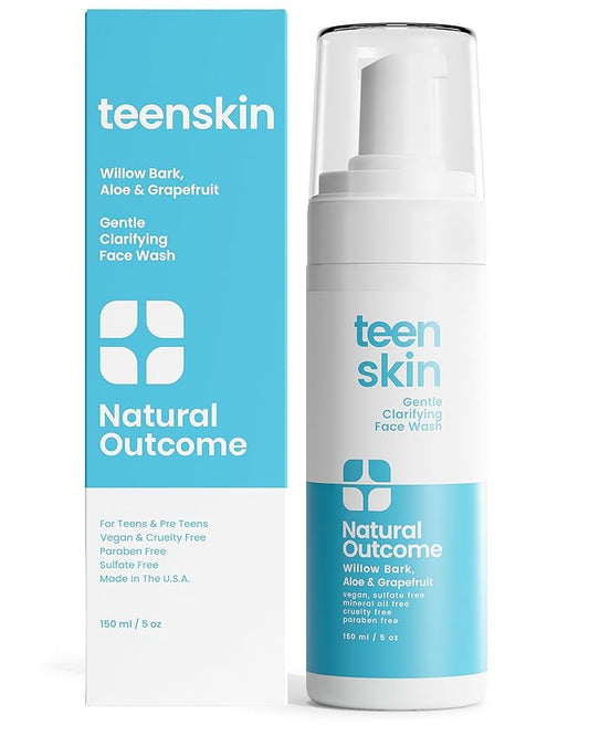 Teen Skin Face Wash | Gentle Foaming Daily Boys & Girls Facial Cleanser Lotion | Natural Non-toxic Ingredients | For Teens, Preteens & Kids Looking to Prevent Acne | 5 oz