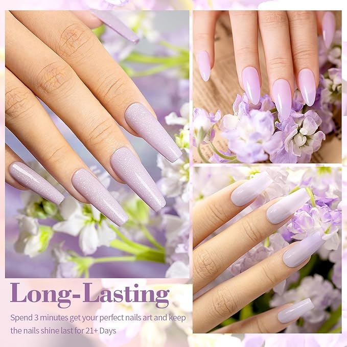 RARJSM Nude Gel Nail Polish Purple Glitter 6pcs Set 7.5ml Jelly Shimmery Sheer Violet Nail Gel Polish Iridescent Sparkly Light Purple Pink Translucent Natural Skin Tone Color Soak off UV LED Cured