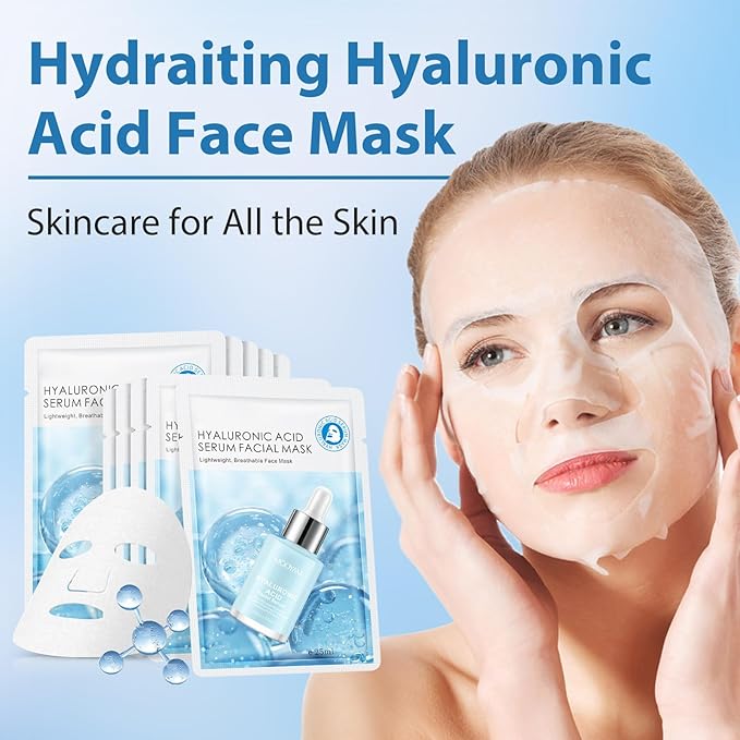 Facial Masks Skincare for Women,Salicylic Acid Moisturize Face Mask Sheet for Girl,Hydrating Face Mask for All Skin Types,Dry Skin & Sensitive Skin(10-Packs)