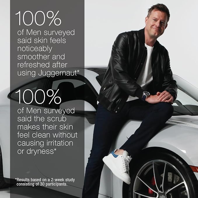 Juggernaut Men's Volcanic Sand Facial Scrub, Bergamot, Lavender and Ginger Root, 3.4 fl oz