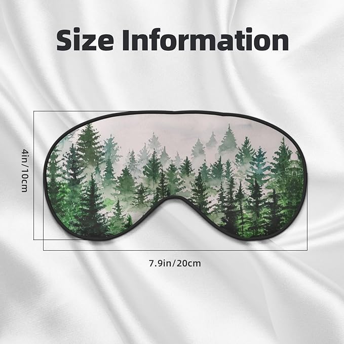 Sleep Eye Mask Watercolor Foggy Forest Sleep Mask for Women Men Comfortable Eye Mask with Adjustable Strap Soft Eye Cover Blindfold for Travel Yoga Nap Shift Work