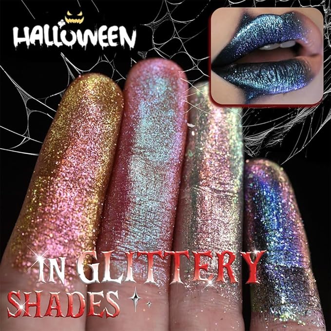 Kaely Glitter Metallic Lipstick, Shimmer Metallic Lipsticks for Women, High Pigmented Lip Color Long Lasting Waterproof Smudge Proof 24 Hour, Halloween Makeup, Vegan & Cruelty-Free, 03
